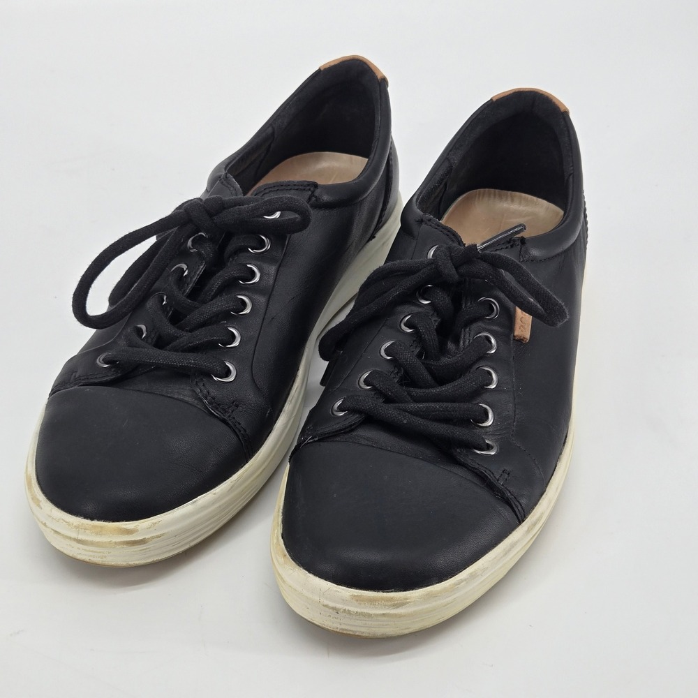 ECCO Soft‎ 7 Black Leather Sneakers Women's 39 US 8-8.5 Comfort Walking Shoes